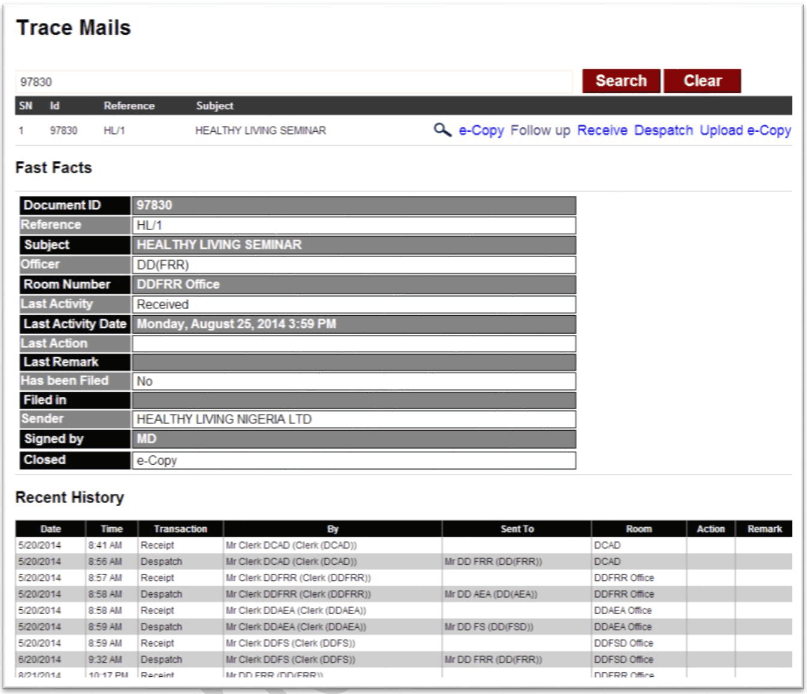 A Web based application for physical document tracking image